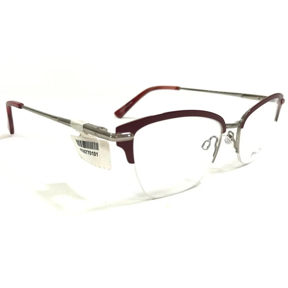 Max Cole Eyeglasses Frames MC 1517 COL 30 Red Silver Cat Eye Square 51-17-140